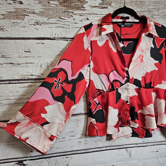 Zara kimono floral blouse - Picture 4 of 14